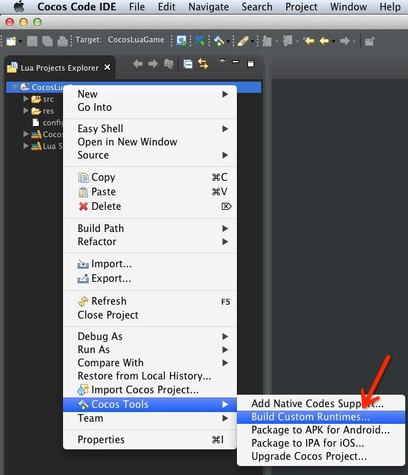 Cocos Code IDE Build Mac Runtime
