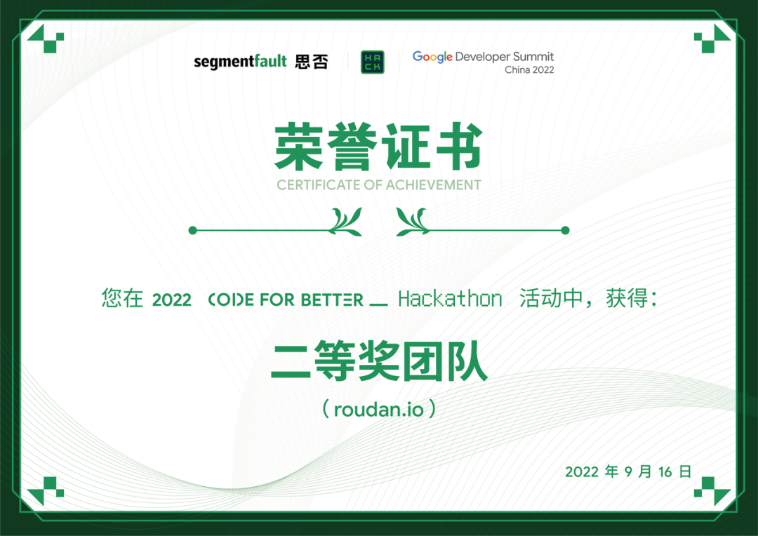 Code for Better _ Hackathon 荣誉证书