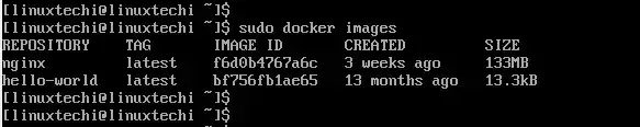 docker-images-command-archlinux