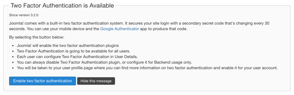 two factor auth enable